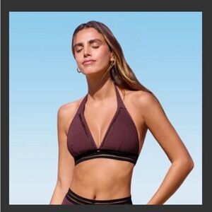 Cupshe Brick Halter Back Tie Bikini Top